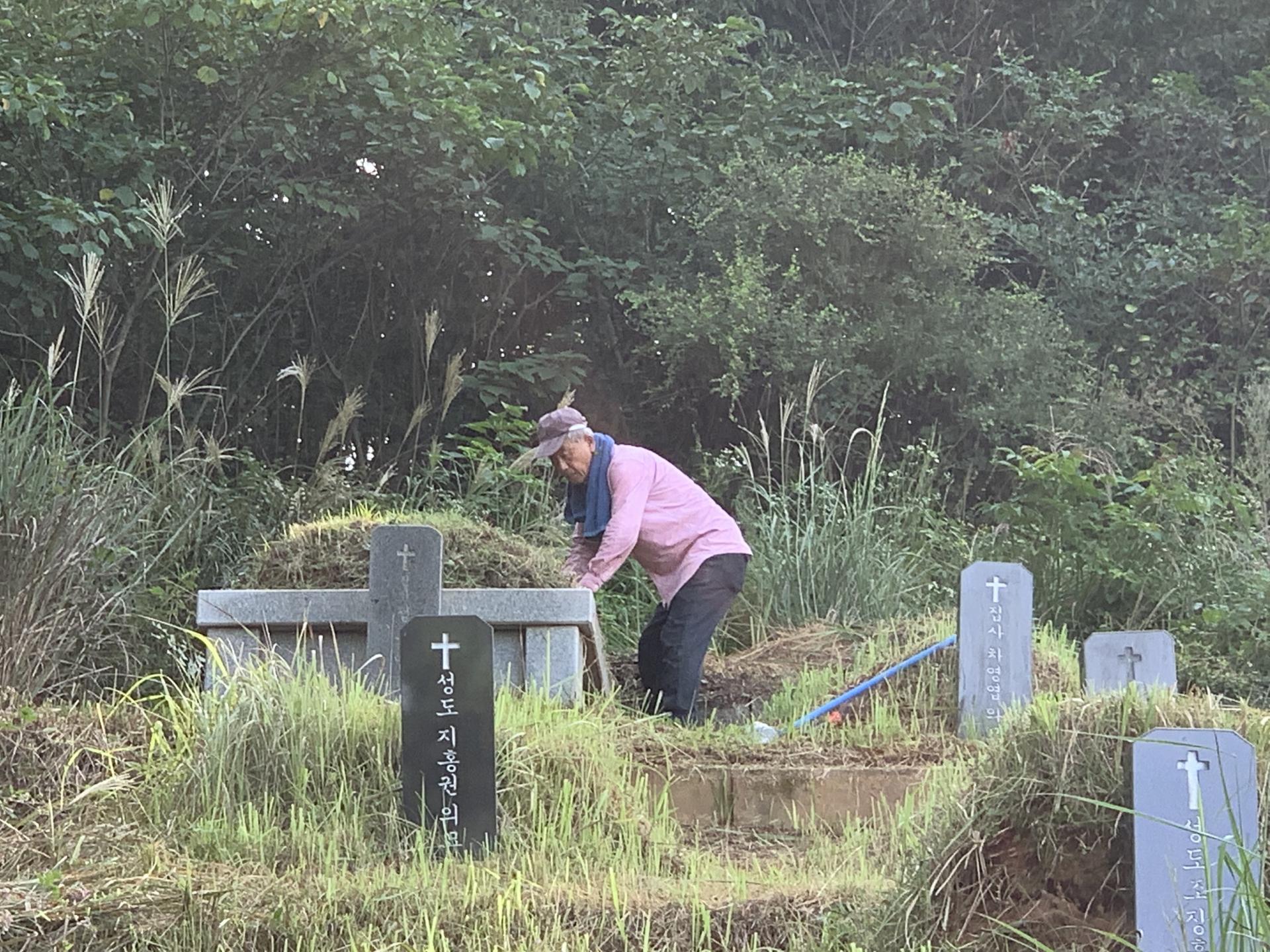 교회동산 벌초 작업 교회동산(공원묘지) 벌초하기 장로님 집사님들 나오셔서